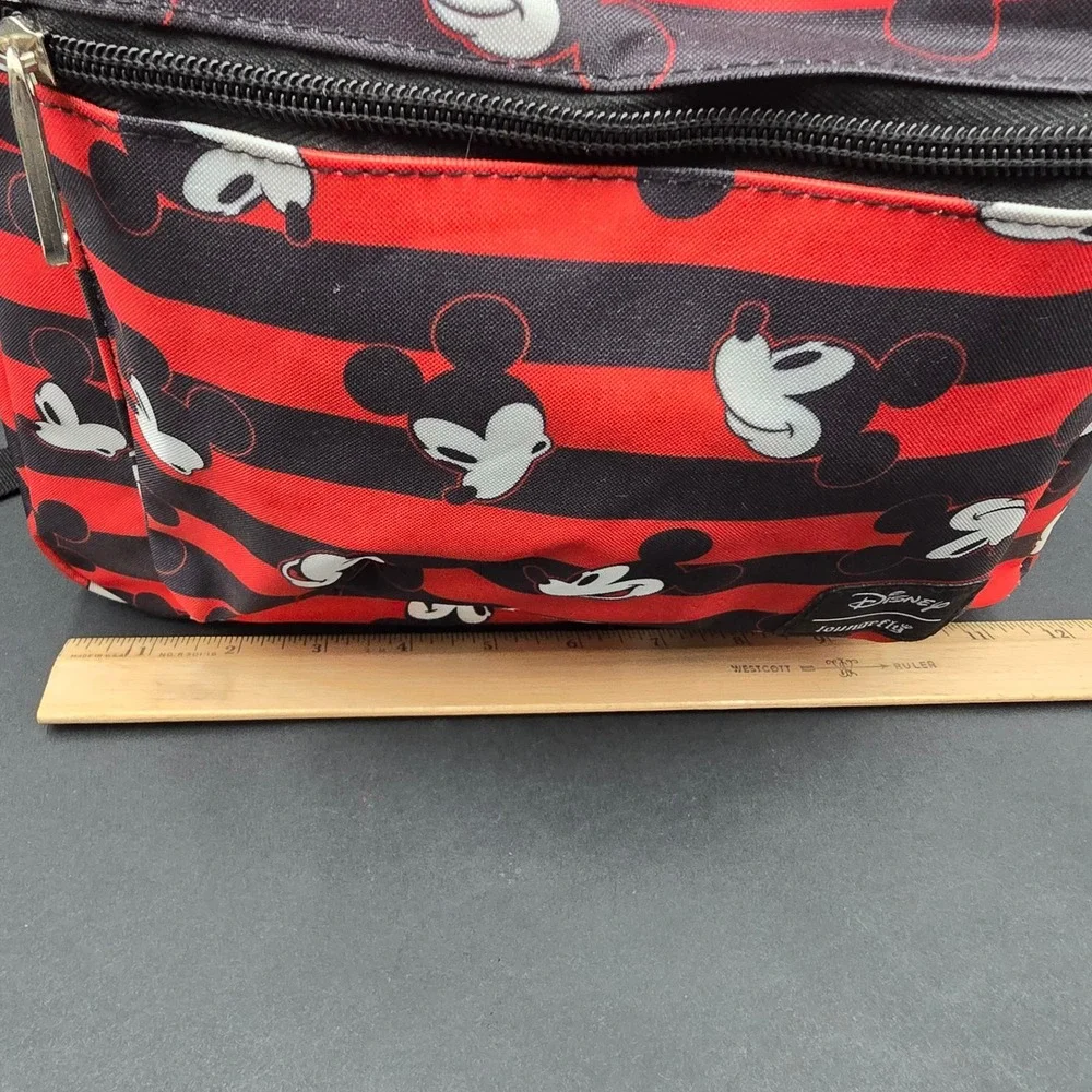 Disney Loungefly Mickey Mouse Striped Canvas Backpack Red Black 40-20163